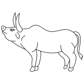Bull looking up black and white clipart