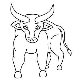 Bull ready to fight black and white clipart
