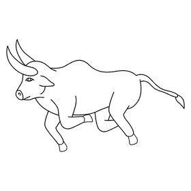 Bull runaway black and white clipart