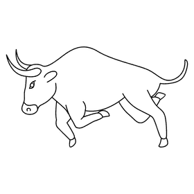 Bull running black and white clipart