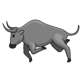 Bull running clipart