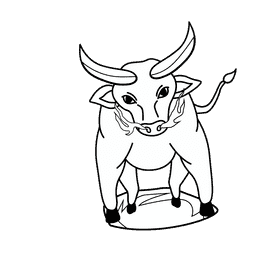 Bull Angry black and white clipart