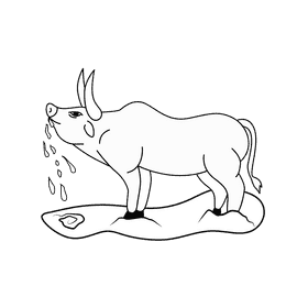 Bull Drink black and white clipart