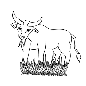 Bull Eat black and white clipart