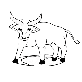 Bull In Arena black and white clipart