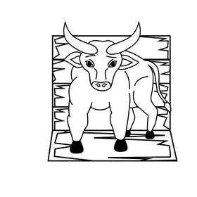 Bull In Cage black and white clipart