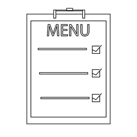 Menu list drawing black and white clipart