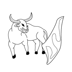 Bull Matador black and white clipart