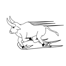 Bull Running black and white clipart