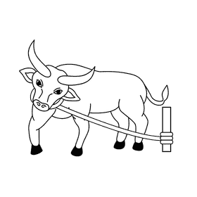 Bull With Rope black and white clipart