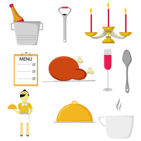 Waiter icons set vector