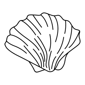 Clam great scallop black and white clipart