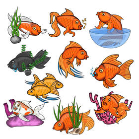 Goldfish Set vector