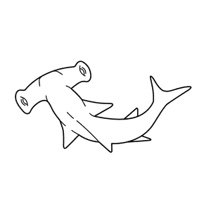 Hammerhead shark black and white clipart
