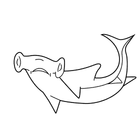 Hammerhead shark black and white clipart
