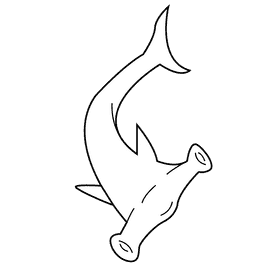 Hammerhead shark black and white clipart