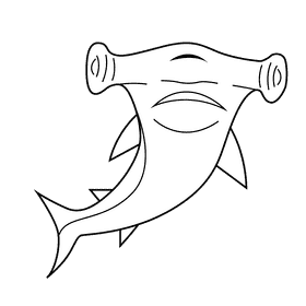 Hammerhead shark black and white clipart