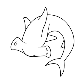 Hammerhead shark black and white clipart