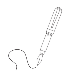 Ink pen drawing black and white clipart