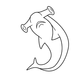 Hammerhead shark black and white clipart
