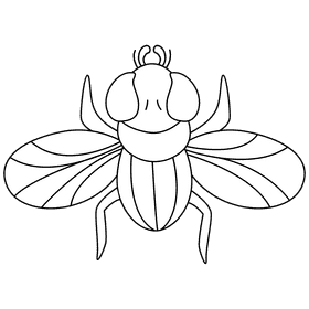 Housefly fly up black and white clipart