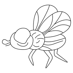 Housefly sniffing black and white clipart
