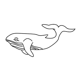Humpback whale dive under black and white clipart