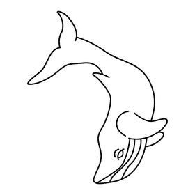 Humpback whale diving black and white clipart