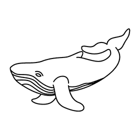 Humpback whale snaking black and white clipart