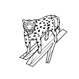 Leopard In Tree black and white clipart