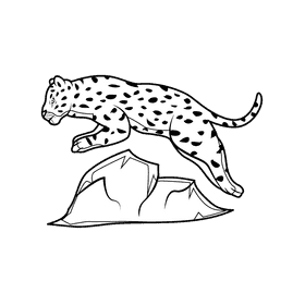 Leopard Jump black and white clipart