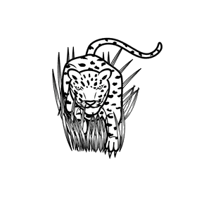 Leopard Stalk black and white clipart