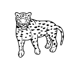 Leopard Stand black and white clipart