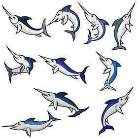 Swordfish set vector