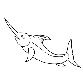Swordfish black and white clipart