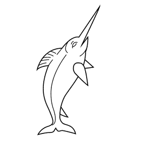 Swordfish black and white clipart