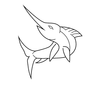 Swordfish black and white clipart