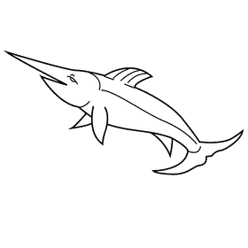Swordfish black and white clipart