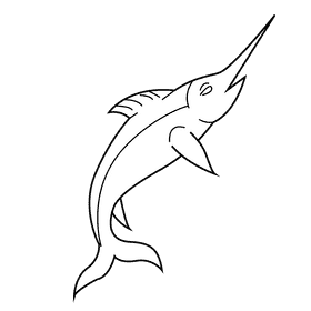 Swordfish black and white clipart