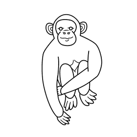 Chimpanzee black and white clipart