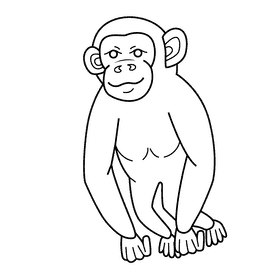 Chimpanzee black and white clipart
