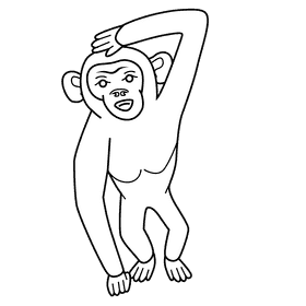 Chimpanzee black and white clipart