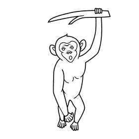 Chimpanzee black and white clipart