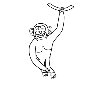 Chimpanzee black and white clipart