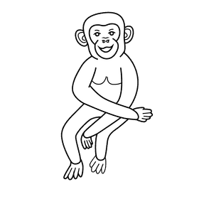 Chimpanzee black and white clipart
