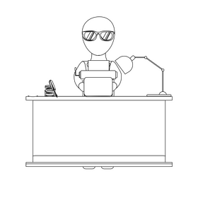 Writer drawing black and white clipart