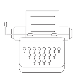 Typewriter drawing black and white clipart