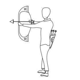 Archer black and white clipart