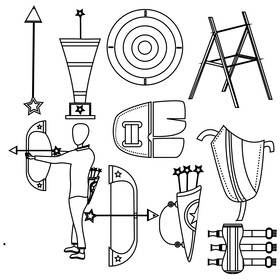 Archery set black and white vector
