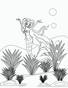 Free mermaid black and white vector